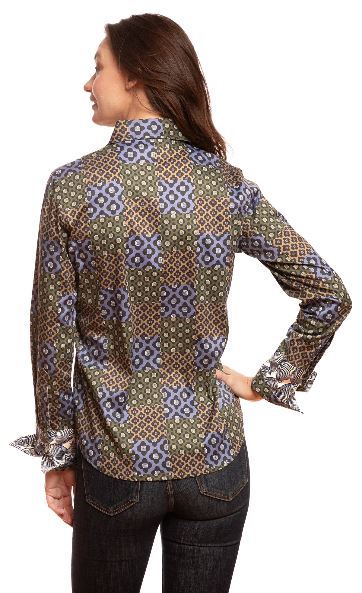 Rome Shirt Navy Patchwork Foulard Print